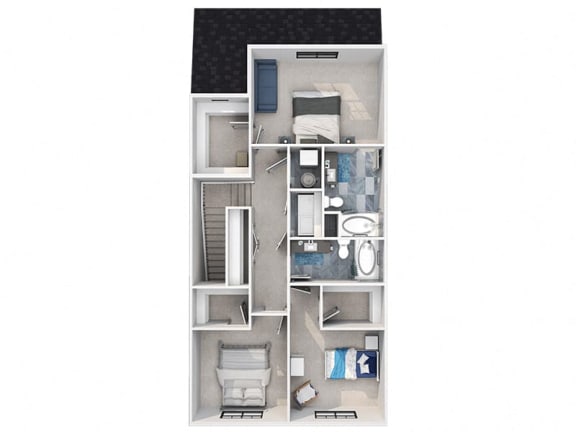 a digital rendering of the a floorplan for a townhome at Calla Homes in Milcreek, UT