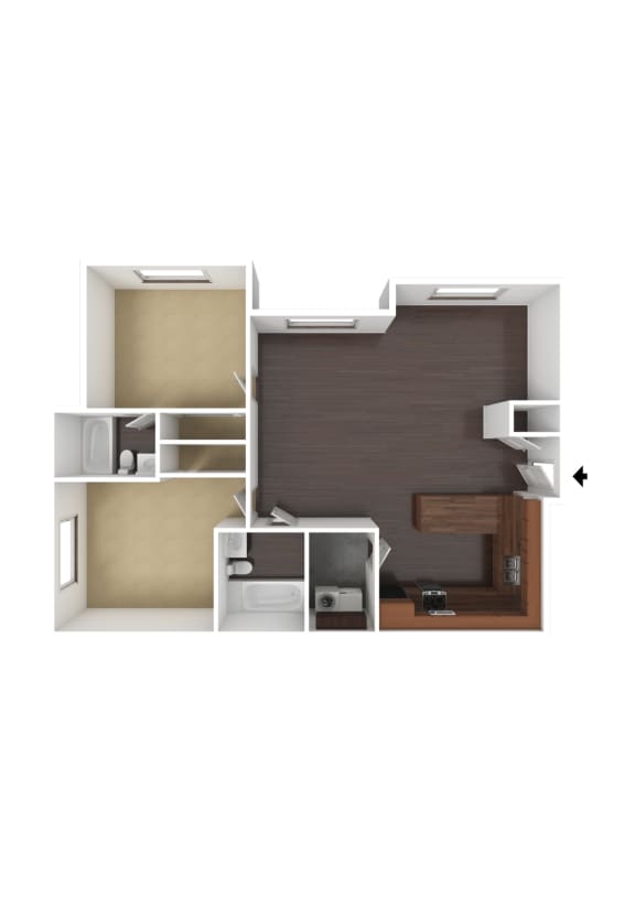 Clearfield Station Apartments 2 Bed 2 Bath - Large 3DU Floor Plan