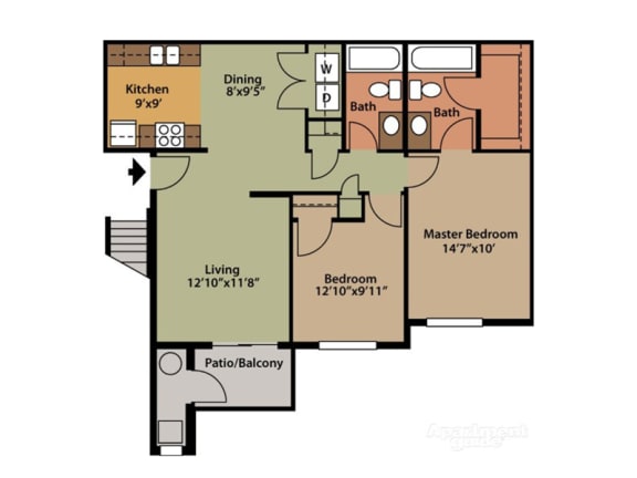 Floor Plan  a floor plan of a bedroom floor plan with a kitchen and a living room