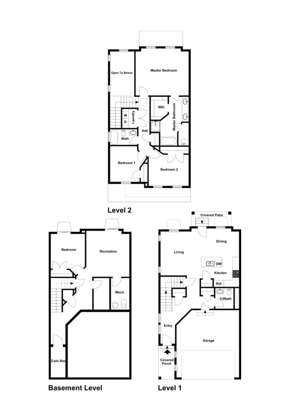 Mahoganey 4 Bed 3.5 Bath Townhome 2D Floor Plan