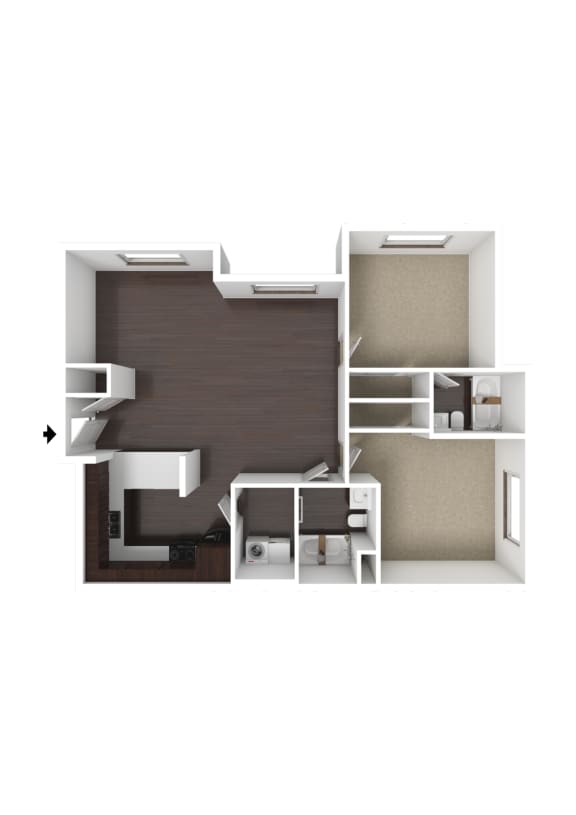 Millcreek 2 Bed 2 Bath Apartment 3DU Floor Plan