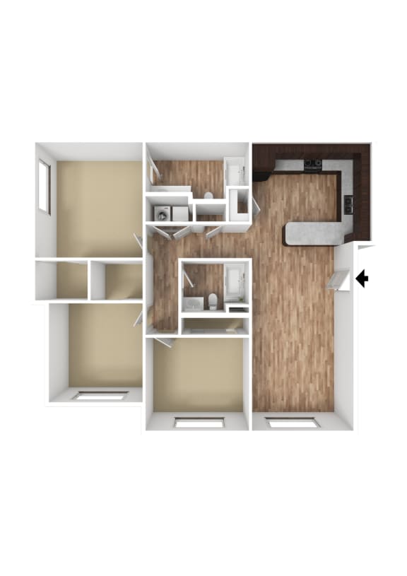 Palladium 3 Bed 2 Bath 3DU Floor Plan