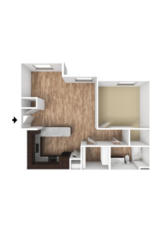 Platinum 1 Bed 1 Bath 3DU Floor Plan