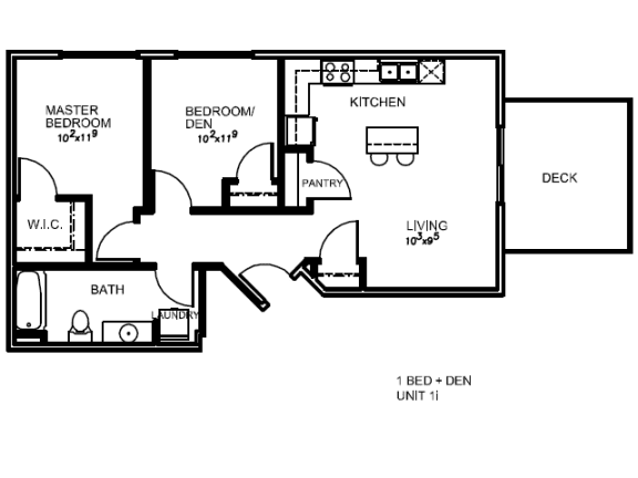 3d floor plan of the 1 bed 1 bath apartment for rent at The Lotus Apartments in Salt Lake City, Utah