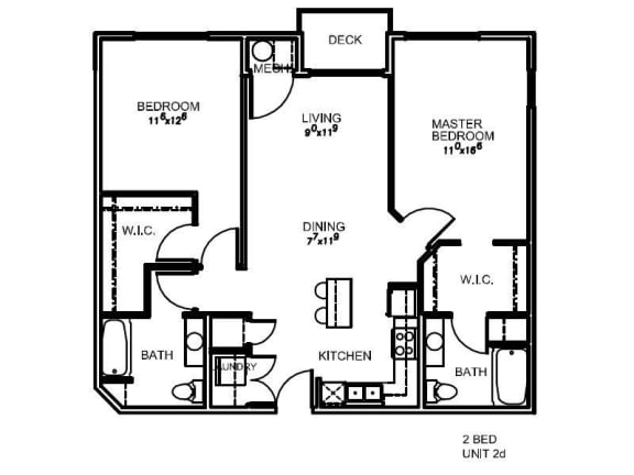 The Lotus apartments for rent in Salt Lake City, UT 3d floor plan of the 2 bed 2 bath apartment for rent at The Lotus Apartments in Salt Lake City, Utah
