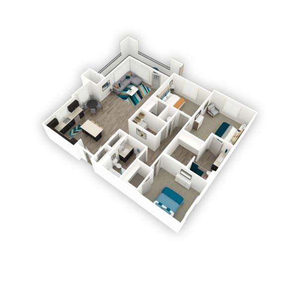 Floor Plan  Affinity 56 | Tranquility 3 Bed 2 Bath Apartment | 3D Floor Plan