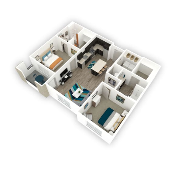 Floor Plan  Affinity 56 | Unity 2 Bed 2 Bath Apartment | 3D Floor Plan