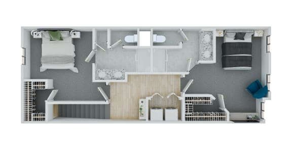 a floor plan of a bedroom with a bathroom and a living room
