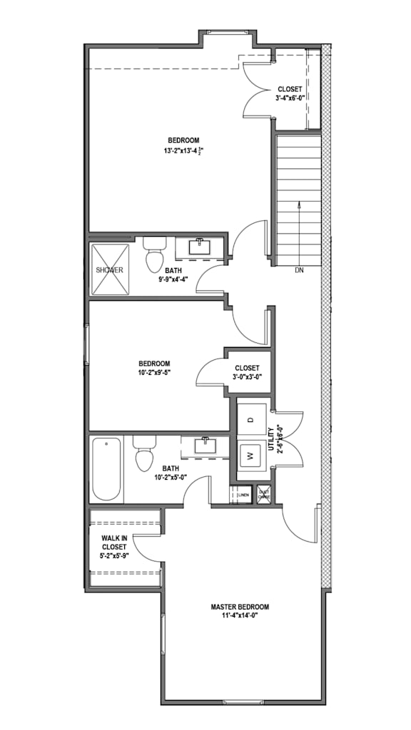 A floor plan of a house with a master bedroom and a second bedroom.