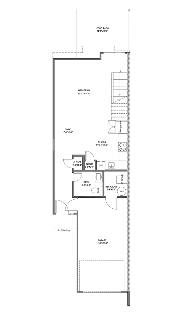 A floor plan of a house with a garage and a second floor bedroom.