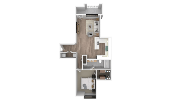 a floor plan of a house with a bedroom and a living room
