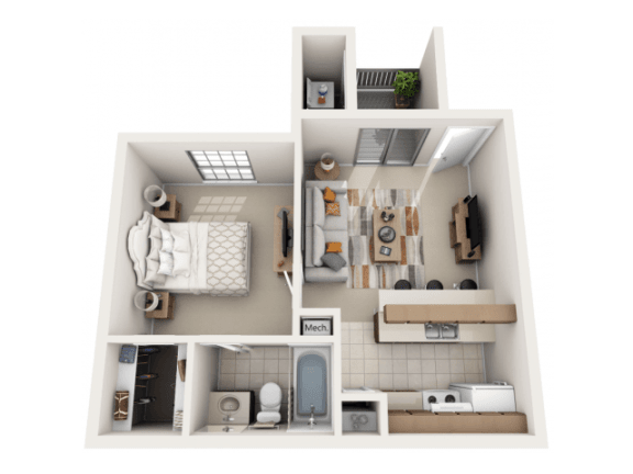 a floor plan of a 1 bedroom apartment