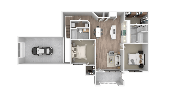 a floor plan of a bedroom with a bathroom and a living room