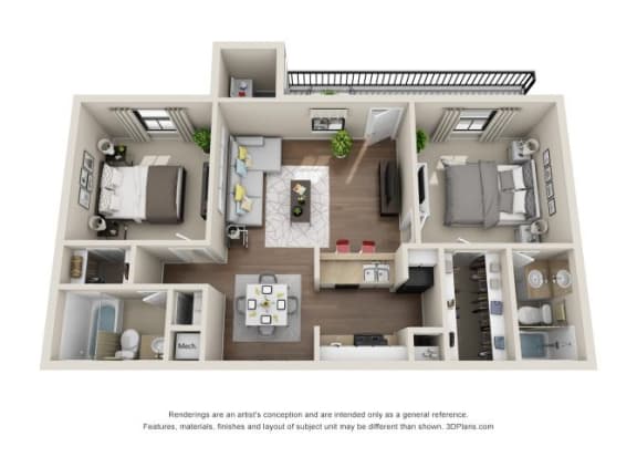 a floor plan of a 1 bedroom apartment with a bathroom and a balcony