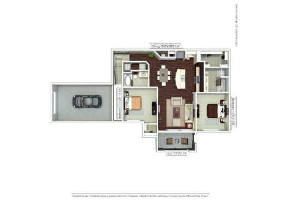 a floor plan of a house with a brown and white floor