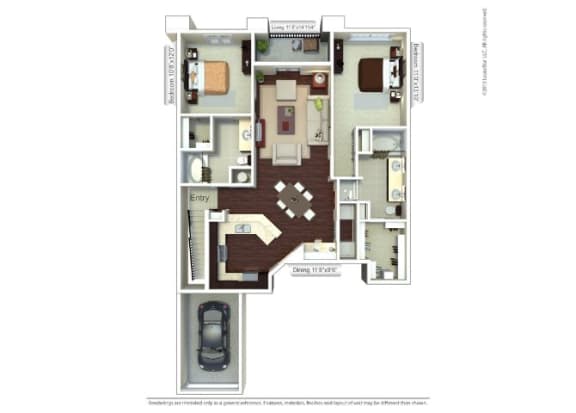 a floor plan of a house with a brown and white floor