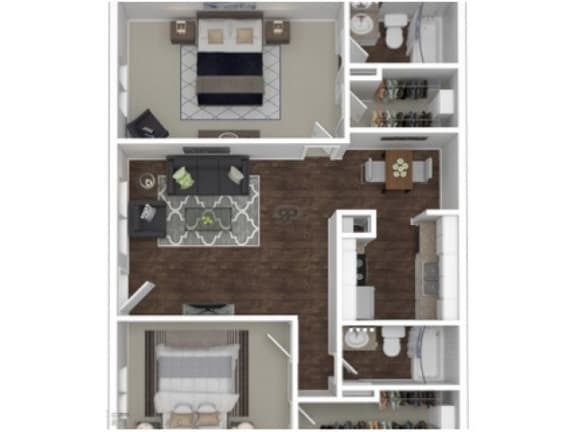 Floor Plan  a furnished floor plan of a 1 bedroom apartment