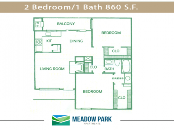 a floor plan of 2 bedroom apartment in sf