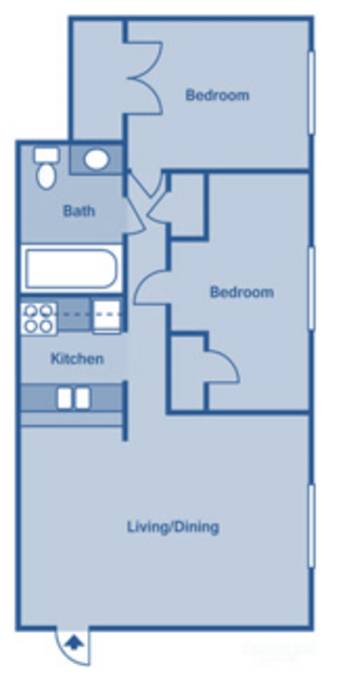A blueprint of a house layout with labeled rooms.