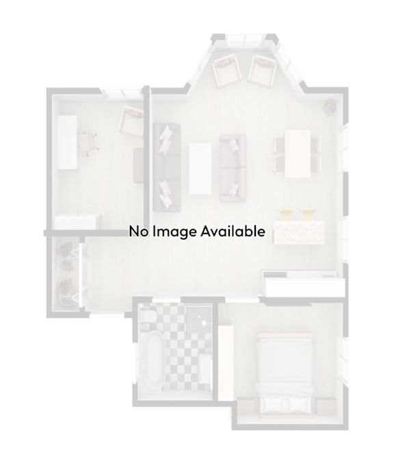 A floor plan of a house with a kitchen, living room, and two bedrooms.