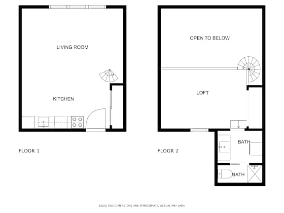 Floor Plan  1 bed 1 bath A Floor Plan at Atomic Orchard Experiment, Portland, OR, 97232