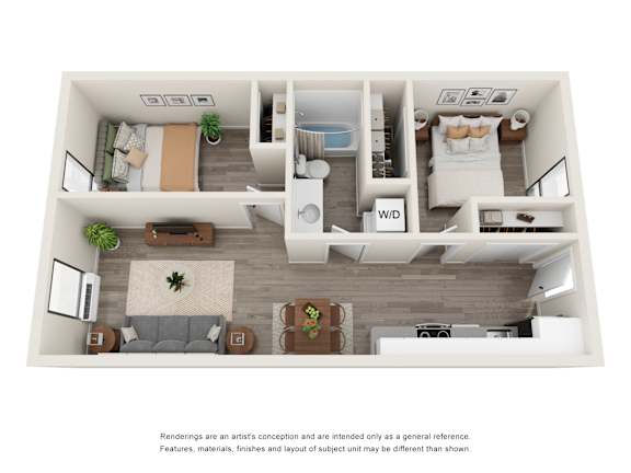 Two Bedroom One Bathroom Floor Plan Two Bedroom One Bathroom Floor Plan at Brookland Apartments, Portland