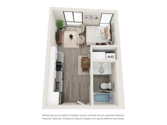Studio Floor Plan Studio Floor Plan at Brookland Apartments, Oregon