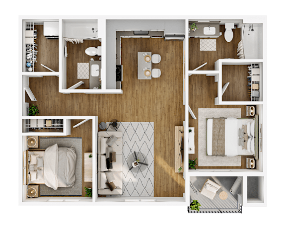 2B Floor Plan at Ellison Ridge Apartments, Vancouver, 98683