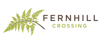 a marijuana leaf with the words fernhill crossing on a green background