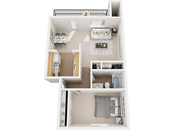 1 Bed 1 Bath Floor Plan at Alder Creek Apartments, Vancouver, WA 98682