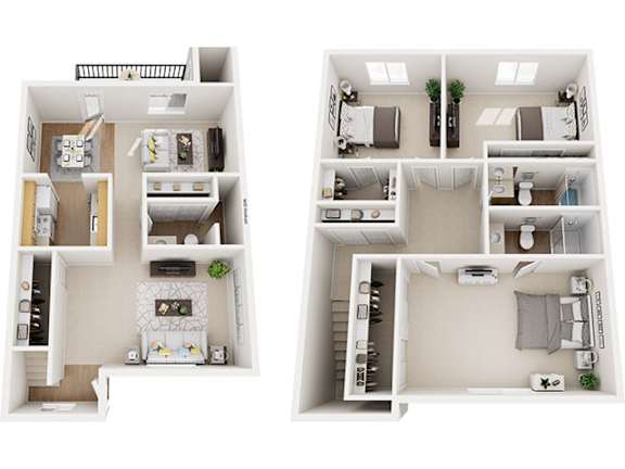 3 Bedroom 2 Bath Floor Plan at Alder Creek Apartments, Vancouver, WA 98682