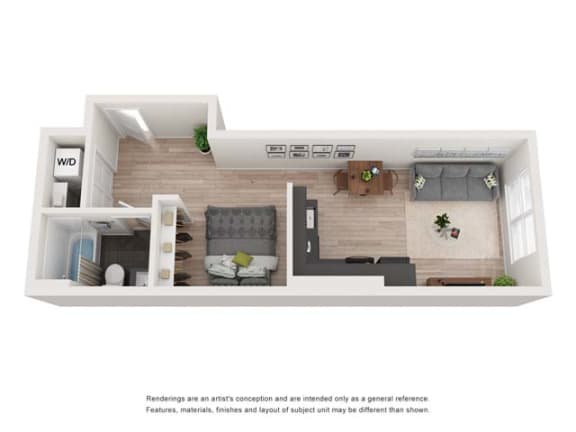 a bedroom with a bed and a chair in a room at Shift, Portland, OR 97217