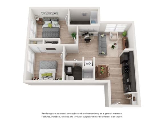 a floor plan of a house with a bedroom and a living room at Shift, Portland