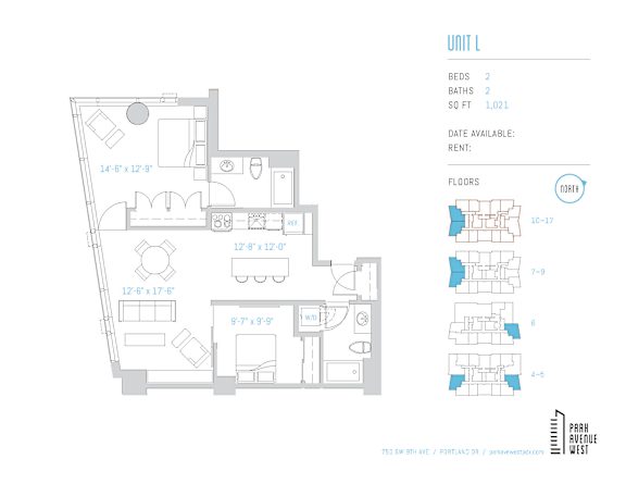 Floor Plan  A floor plan of a unit with dimensions and a list of features.