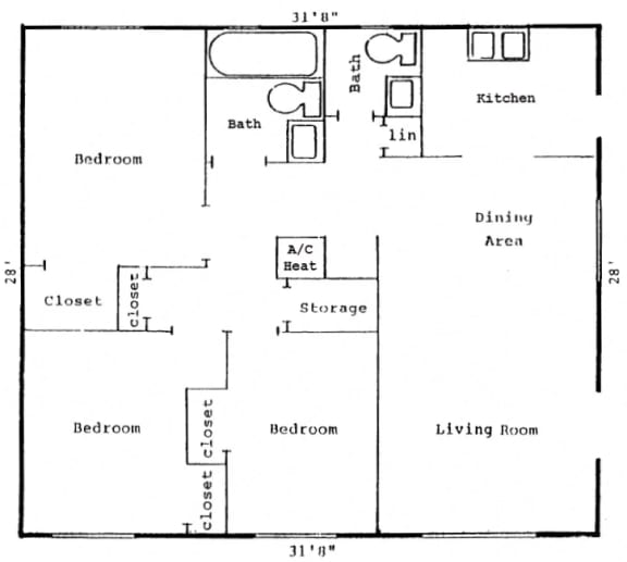 the schematic diagram of the floor plan for the small home
