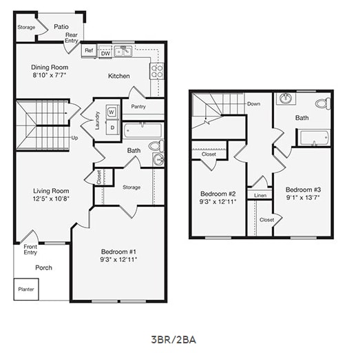 3 bed 2 bath 3 bed 2 bath at Pendleton Townhomes Apartments, Durham, 27703