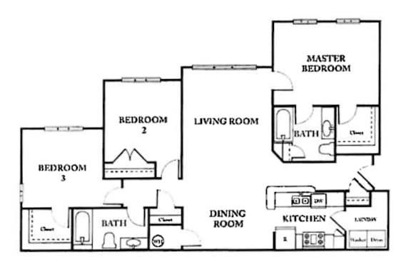 Floor Plan of Three Bedroom Apartment