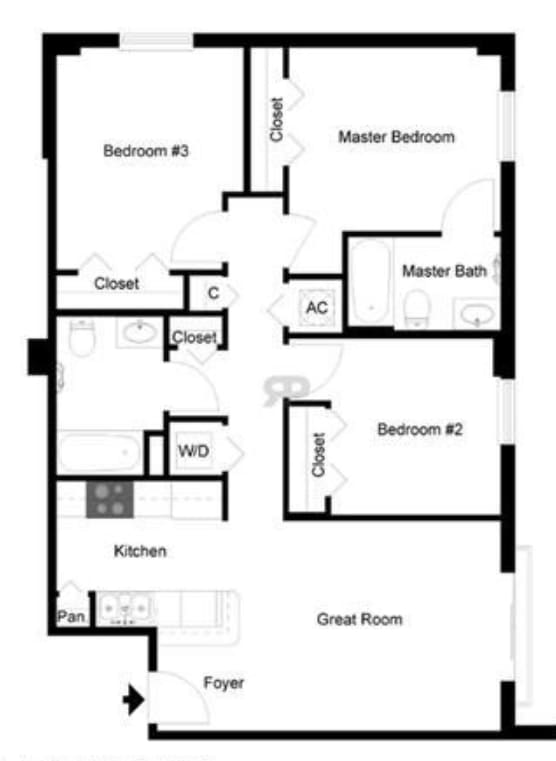 a diagram of the floor plan of a small house