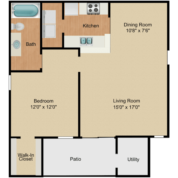 Floor Plan  1B Floor Plan at Arbors at Windsor Lake, Columbia, 29223