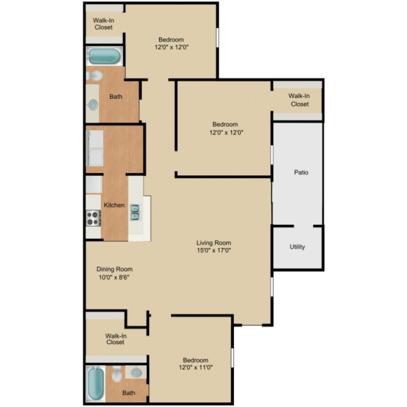 Floor Plan  B3 Floor Plan at Arbors at Windsor Lake, Columbia, SC 29223