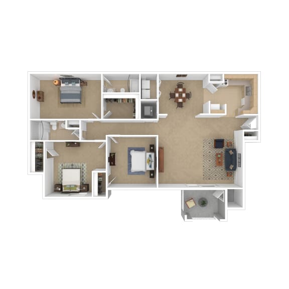 3 Bedroom 2 Bath Floor Plan 3 Bedroom 2 Bath Floor Plan at Avon Crossings, Durham, NC