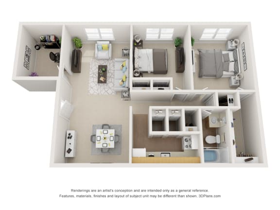 2x1 Den Floor Plan 2x1 Den Floor Plan at Bradley Square, North Charleston, SC 29406