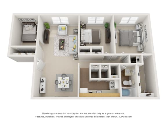 3x1 Floor Plan 3x1 Floor Plan at Bradley Square, North Charleston, SC