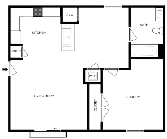 a floor plan of a house with a bedroom and a living room
