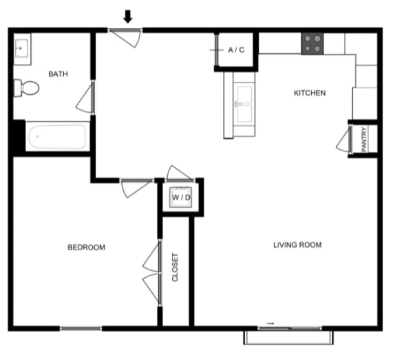 a drawing of a floor plan of a house with a bedroom and a living room