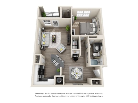 1x1 Floor Plan at Carrington Place at Wildewood, Columbia, SC