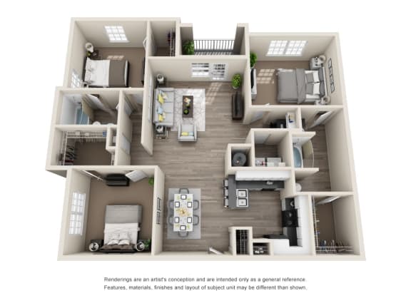 3x2 Floor Plan at Carrington Place at Wildewood, Columbia