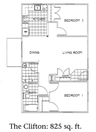 the cut off floor plan of a small apartment