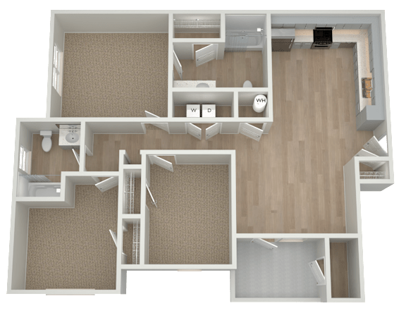 Floor Plan  3 bed 2 bath at Dunean Creek Apartments, Greenville