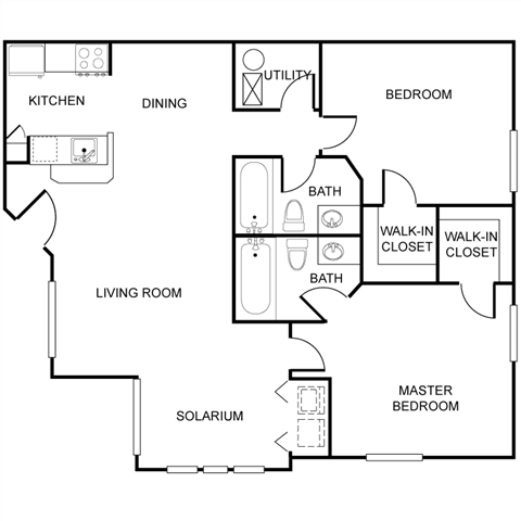 a floor plan of a house with a bedroom and a living room